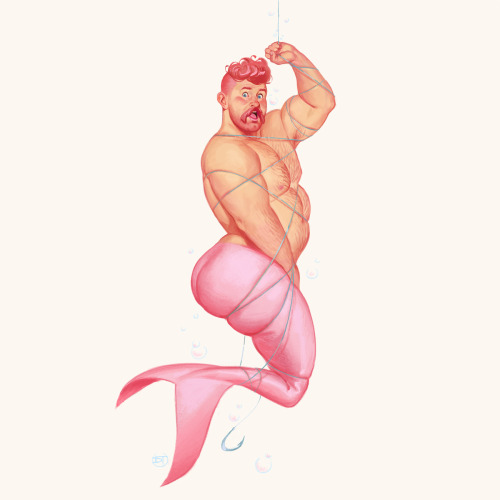 round–robin:davidtalaskidraws:Catch of the day for #Mermay!His tail and his hair are the color of bu