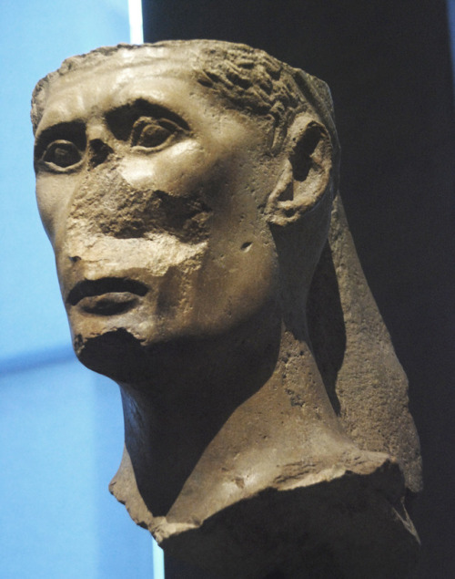 Head of a statue of a priest. Second half of I century AD. Quartzite. Ägyptisches Museum, Munich. In