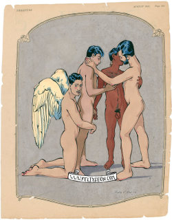 felixdeonsdirtydays:  **Amorous Angels**This gay romantic foursome is available as an original drawing HERE. 