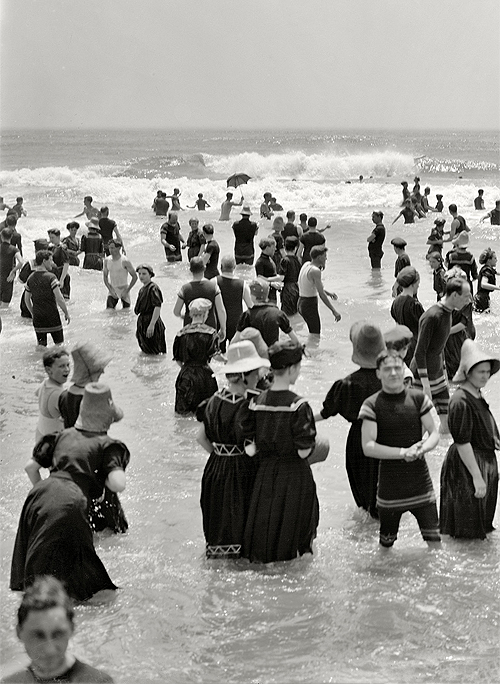 librar-y:The Jersey Shore circa 1910. Bathers at Atlantic City.