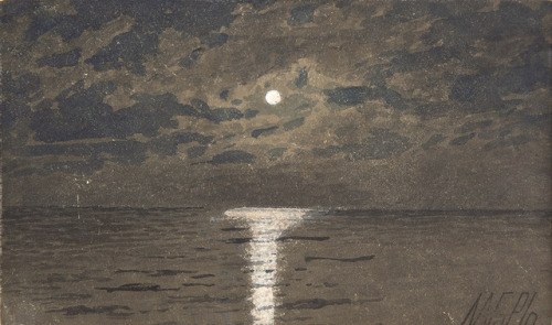 geritsel:Lev Lagorio - Full Moon over the Sea, watercolor