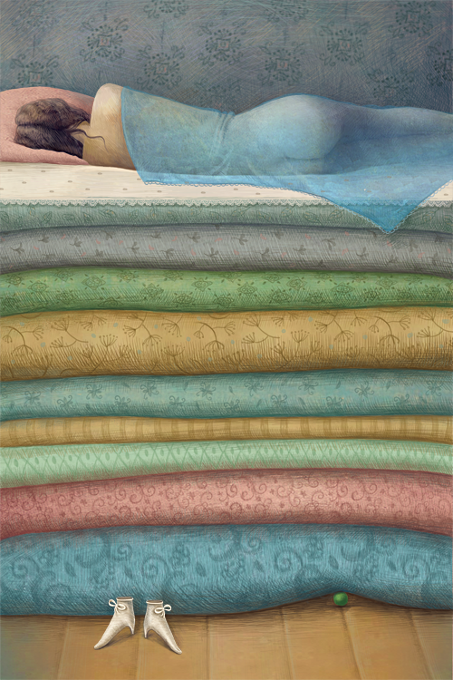 fairytalemood:Rapunzel, The Princess and the Pea, Snow White by Galya Zinko
