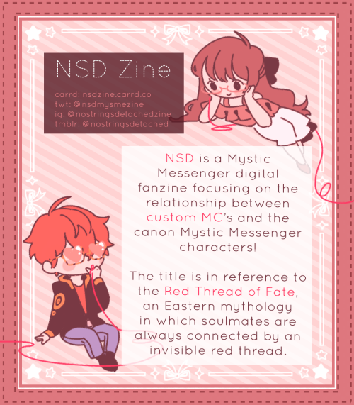 saey-bae: nostringsdetached: ♡  No Strings Detached, a Mystic Messenger Fanzine  ♡ Hello reviving My