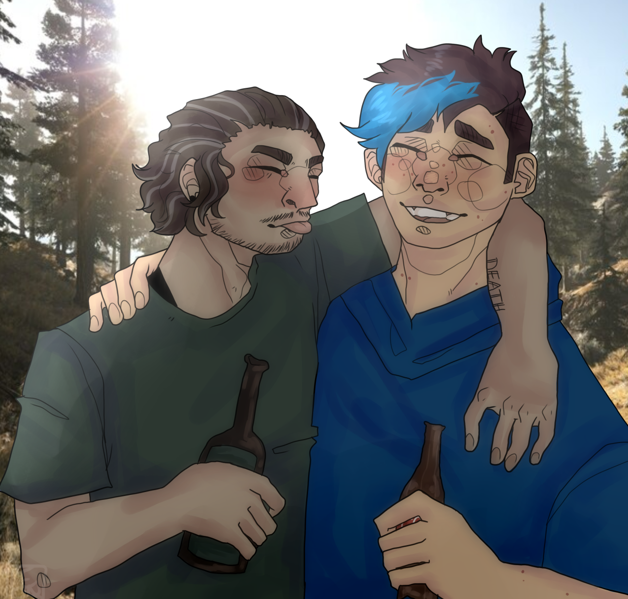 ft @juniors0possum s OC Lukasz. Caleb is just the gay beer uncle and you can’t stop me lol #he s also short as fuck and old  #gerblin gremlin man #myart#artist#art#artwork#caleb jesperson#lukasz seed #far cry 5 #hope county#lukasz#friends oc#friend oc #caleb is a gay uncle #lol