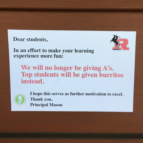 obviousplant:I left some letters from the principal at a local middle school