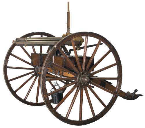 Rare Spanish American War Colt Model 1897 Gatling gun with original carriage. Estimated Value: $110,