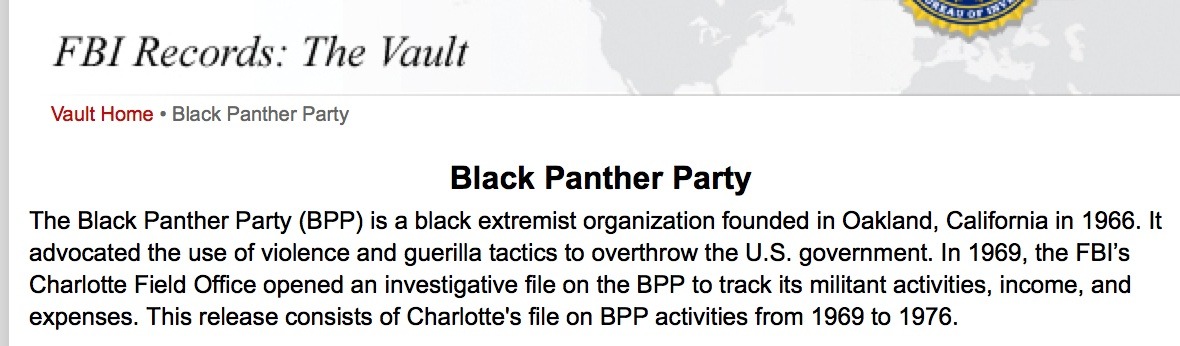 swolizard:  By the way, the FBI has labeled the Black Panther Party as  &ldquo;A