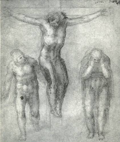 Study for “Christ on the cross with Mourners”, 1548, Michelangelo BuonarrotiMedium: chal