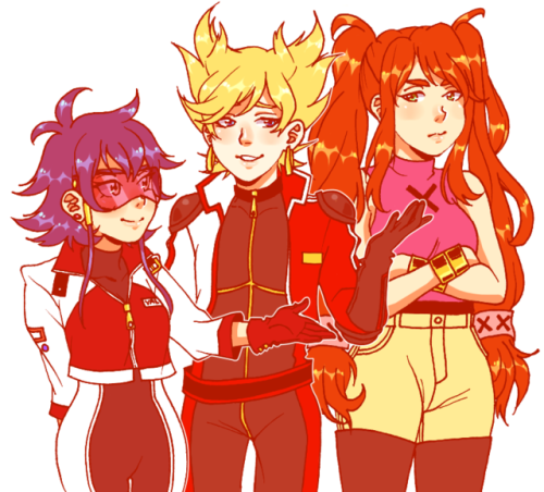 i really love the ygo 5ds kids @bpd-sora and her gf are creating, so here’s valen w maximus and roxa