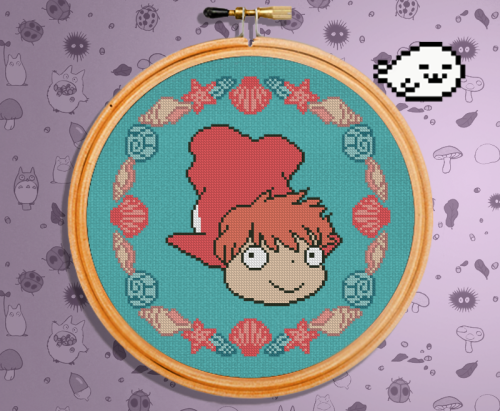 Click on the image to download the pattern. -Ponyo - Free Cross Stitch Pattern-9 DMC ColorsDesign Ar