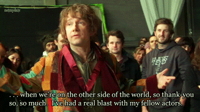 notmydate:  Martin Freeman is given Bilbo’s dressing gown at the end of principal