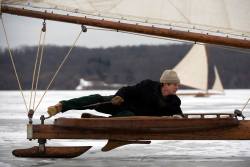 Thesorrowsofgin: Darkrustic:  Reid Bielenberg Racing His Ice Yacht Vixen, Which Was