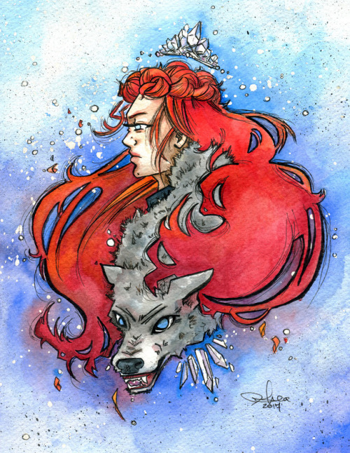 jsheaisaninja:  The Queen in the North watercolor & ink 