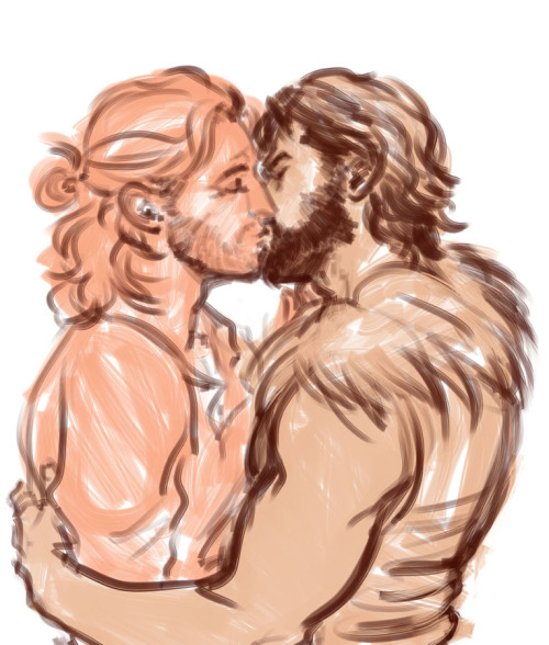 stonelions: a little Anders and Hawke post-“here lies the abyss” smooching i drew for sp