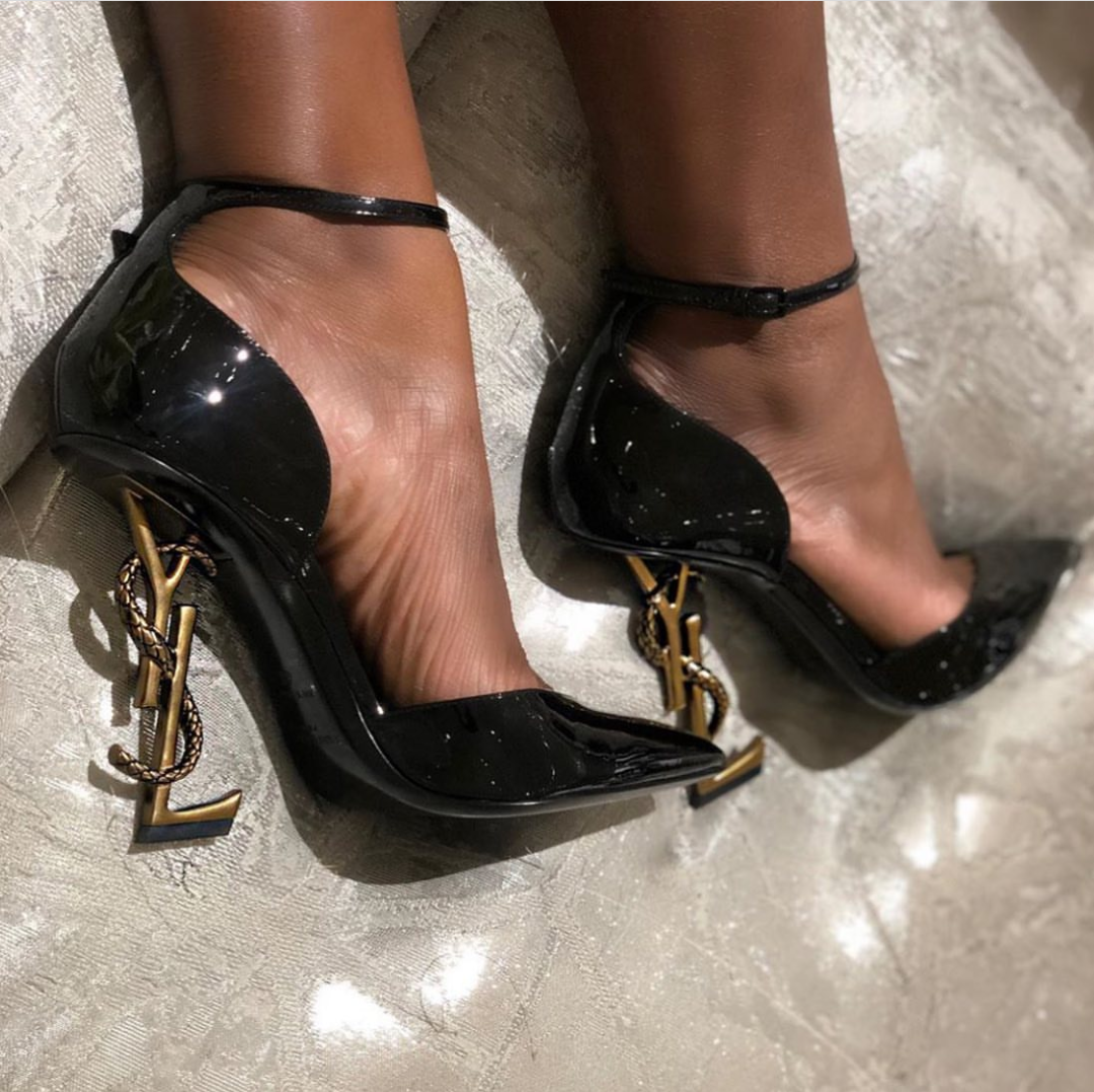 black expensive heels