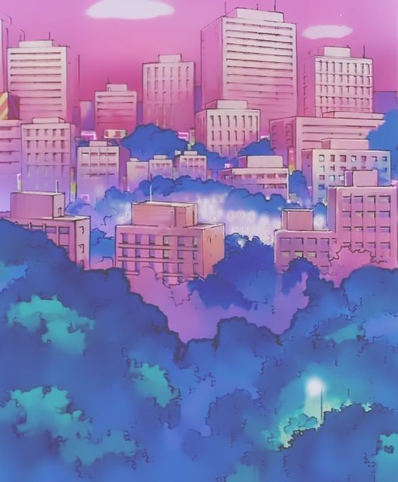 Anime+Kpop | 90′s anime aesthetic ~ city buildings