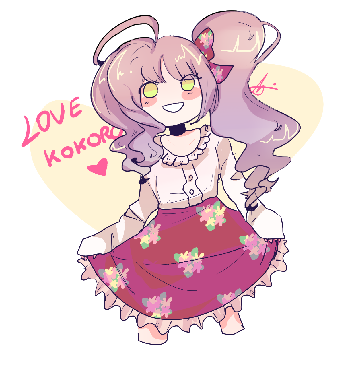 twink-a-ghost:  experimenting new art styles with kokoro-chan 