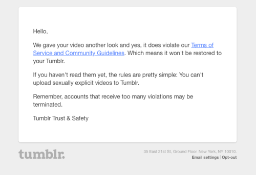 Awww @staff, you’re right, I didn’t realize that my completely non-sexual naked yoga videos are “explicit” now. It sure does make sense that y'all consistently remove these videos from my page while simultaneously allowing hardcore pornography