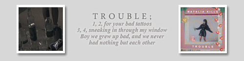 drunkkonyourlove:  Perfectionist & Trouble singles // inspired by x 