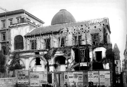 The demolition of the cloister of Croce di Lucca (est. c. 1534), Naples, in order to make room for t