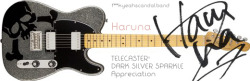 fuckyeahscandalband:  SCANDAL’s HARUNA; Fender TELECASTER Appreciation Post  ♪♫ Featuring Haruna’s TELECASTER® DARK SILVER SPARKLE Signature Fender Guitar.  Guitar photos w/ thanks to BIG BOSS Hiroshima, Kanazawa &amp; Ochanomizu. Screencaps