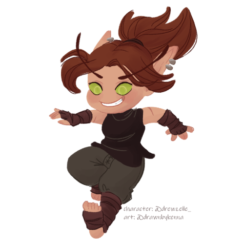 Here’s the last chibi from the raffle I did on Twitter– @drewzelledraws‘ Warcraft OC! :D