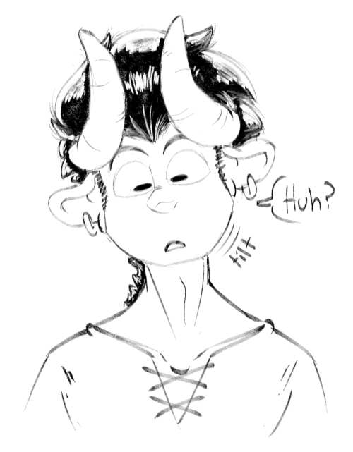   funny tiefling tilt head like dog. very