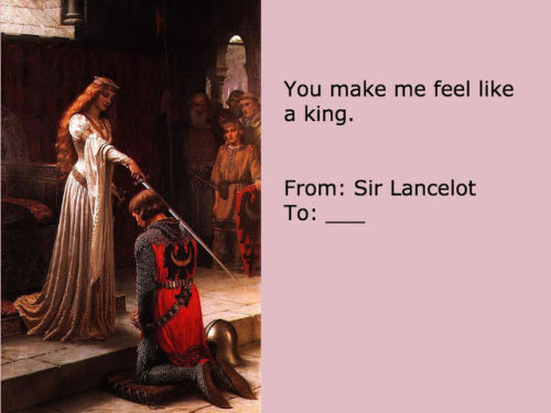 fuckyeaharthuriana:forthegothicheroine:Knights of the Round Table valentines.These are beautiful!