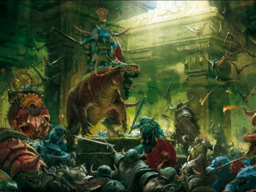 Lizardmen fighting the forces of chaos.