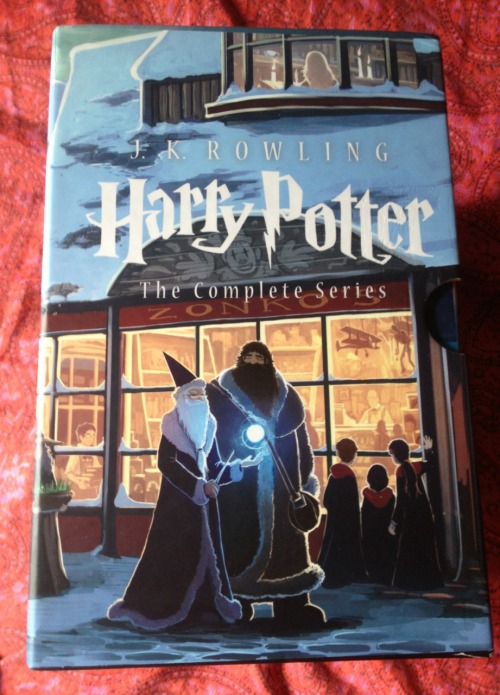 nicodiangeloisdead:  infallibleherondale:  maryannisawkward:  My new Harry Potter paperback set came in the mail! These have the cover illustrations by Kazu Kibuishi. Together, the set spines make Hogwarts castle and the illustrations around the set case