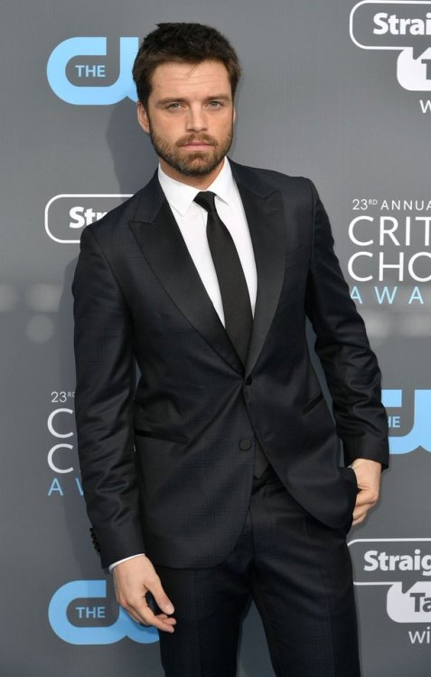 mycrazyworlduniverse: Sebastian Stan -The 23rd Annual Critics’ Choice Awards at Barker Hangar 