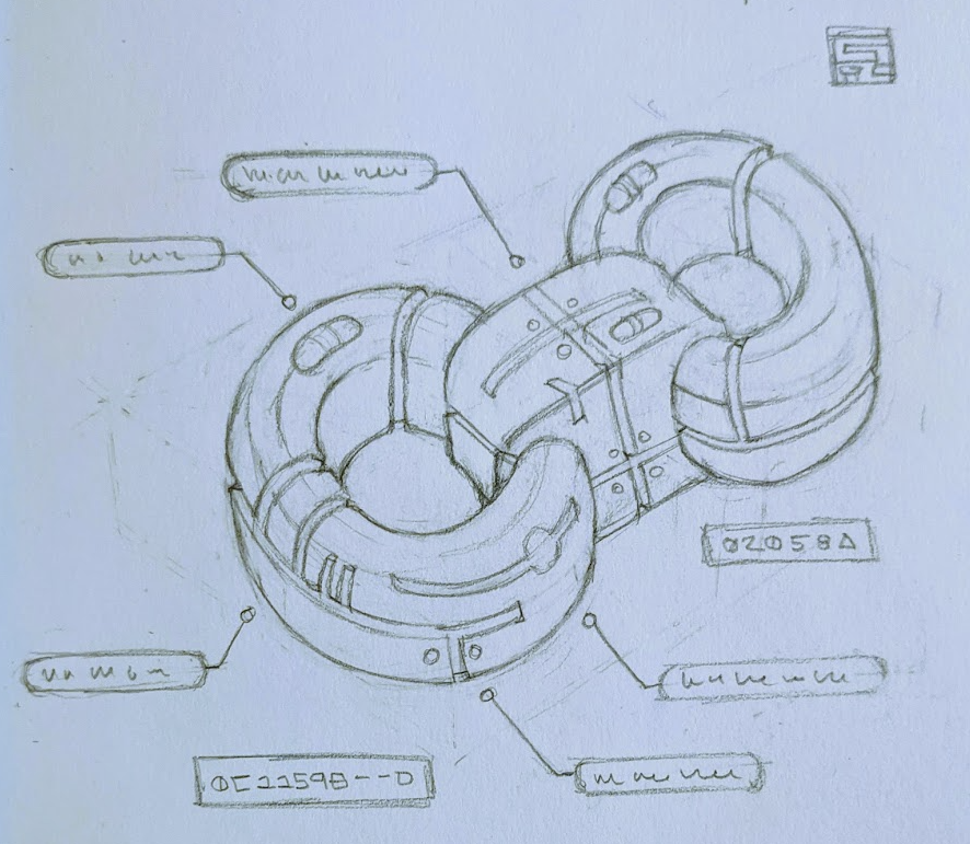 sketch of futuristic handcuffs