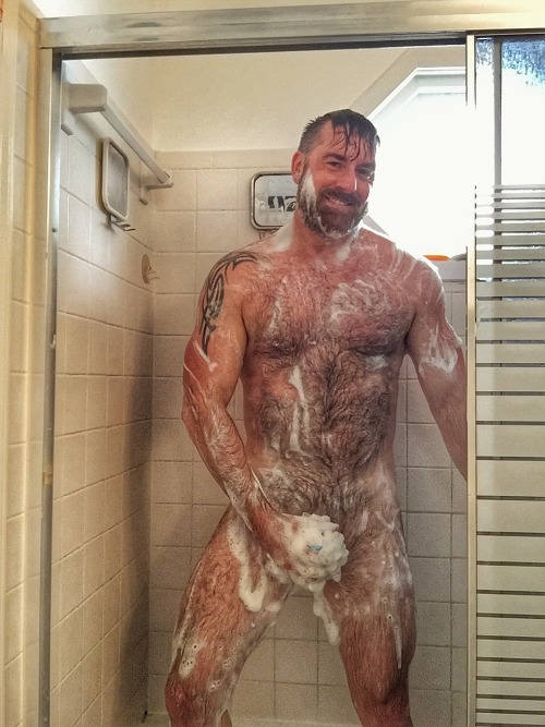 over40notdead:Soapy shower time!