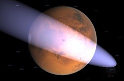 christinetheastrophysicist:  Update on the Comet that Might Hit Mars The latest trajectory of comet 2013 A1 (Siding Spring) generated by the Near-Earth Object Program Office at the Jet Propulsion Laboratory indicates the comet will pass within 186,000