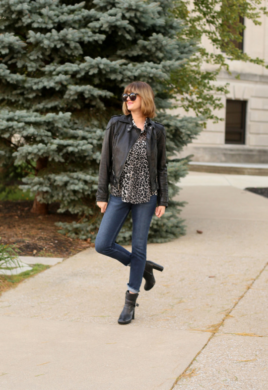 leopard, leather, Easy Outfit Idea