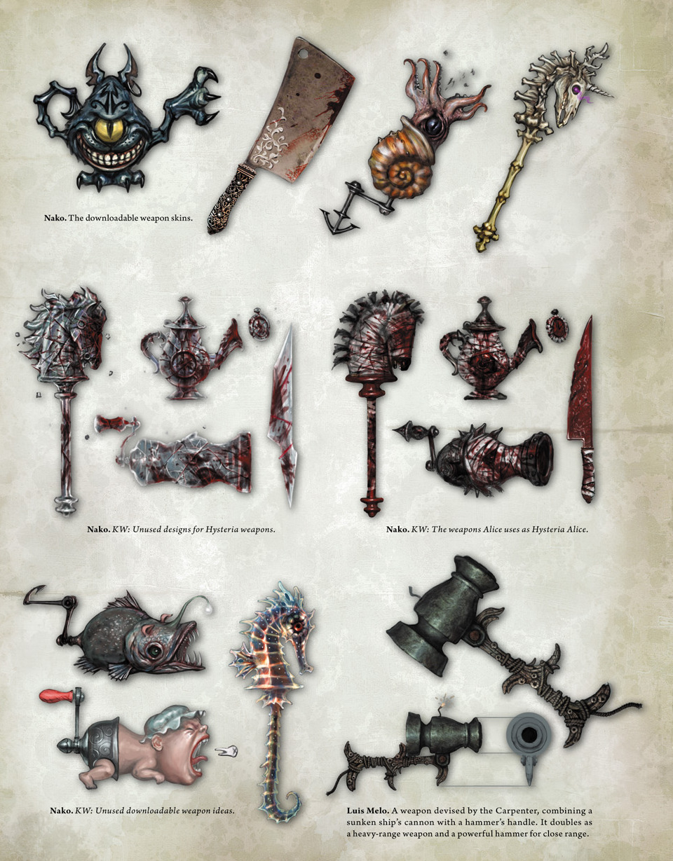 Sho — Alice: Madness Returns Weapon designs, including