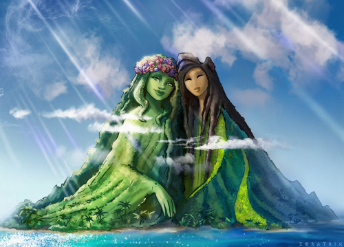 Two beautiful characters from two great films - Mother Island Te Fiti (Moana, Disney) and Volcano la