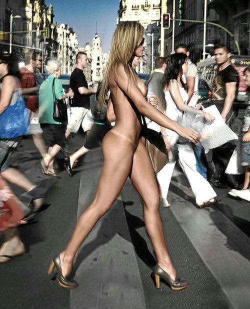 Nude girls walking around naked in public