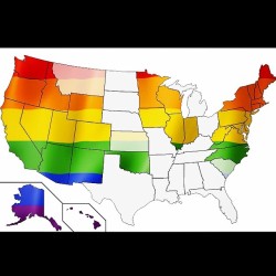 explosino:  joshuamatthew:  Exactly one year ago, there were only 15 states that allowed same sex couples to get married. Today, the number had doubled. #Progress #Momentum #MarriageEquality #GayStuff  Come on, Texas. Don’t be a bitch. 