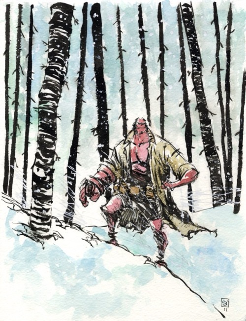 skottieyoung:Hellboy watercolor.