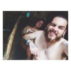 soakingspirit:  since its national nude day, have nickolas and i nakey in a tub made out of a tree 