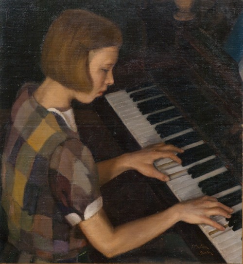 latvianart:Jēkabs Belzēns (1870-1937)Meitene pie klavierēm // A Girl at the Piano (ca.1930)