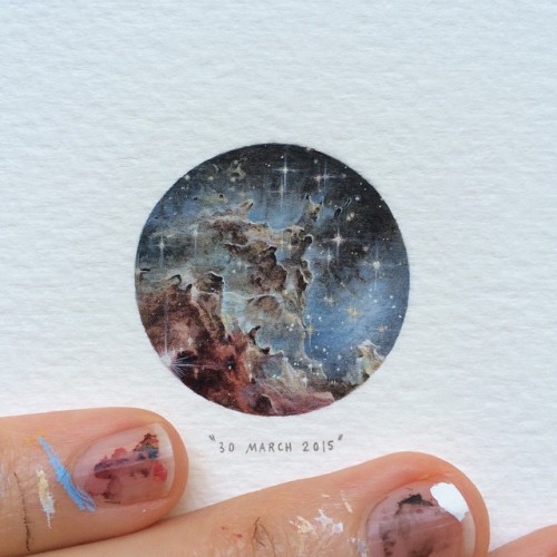 mymodernmet:Miniature Watercolor Paintings of Space by Lorraine Loots