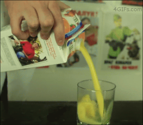 4gifs:  Your life has been a lie. [video]  Or you could just not pour juice like an idiot 6 inches above the glass “life hacks” are so stupid, ugh