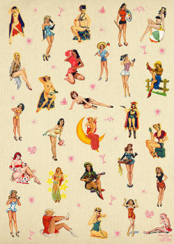 fuckyeahvintage-retro:  Pin Ups Gift Wrap