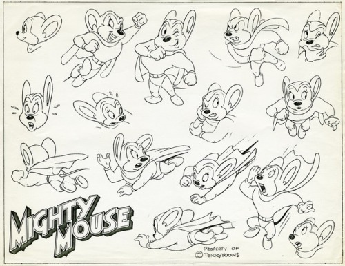 Some Terrytoons model sheets. Heckle and Jeckle and Mighty Mouse probably were their most famous cha