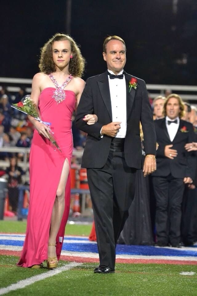 themayfieldtreasury:  A transgender teen escorted by her father at homecoming. That’s