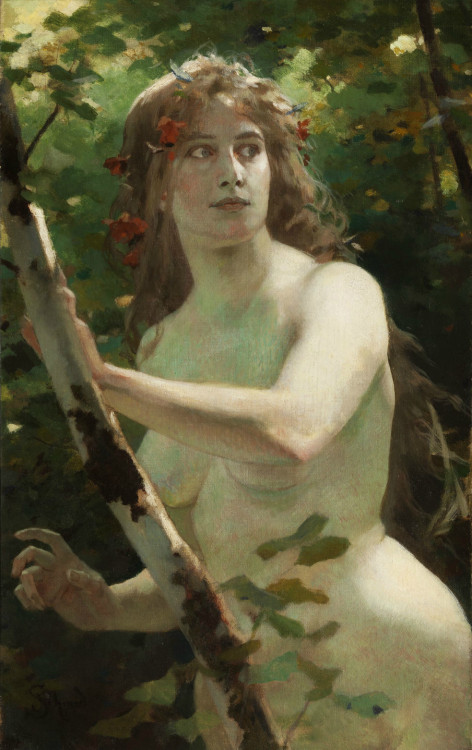 monsieurleprince: Julius Schmid (1854 - 1935) - Portrait of a young woman as a forest nymph