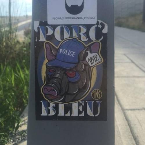 “Blue Pig” Sticker seen in Montréal, Québec