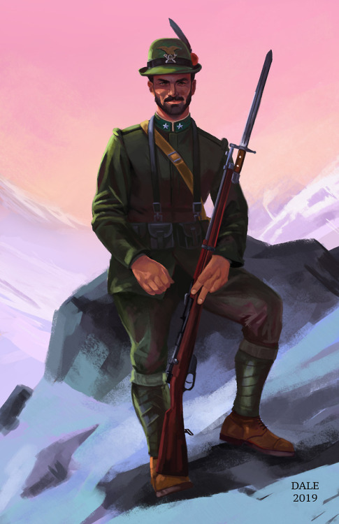 dale-art:WWI Era Italian Soldier - Alpini Regiment Painted in PhotoshopI’m not sure if regiment or b